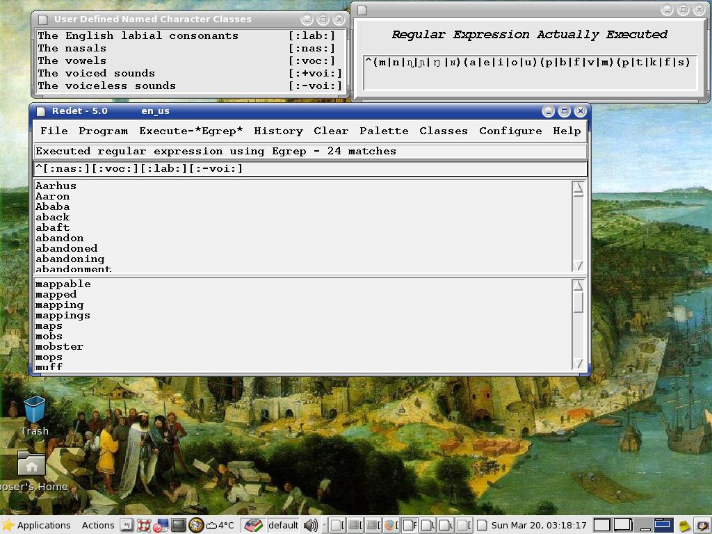 A regular expression as actually executed