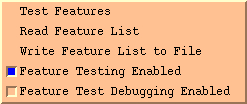 The Feature Testing Configuration Submenu