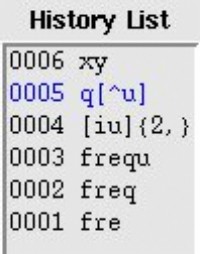 The History List With One Entry Marked