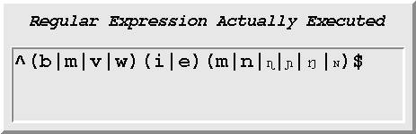 The regular expression actually executed as a result of character class intersection