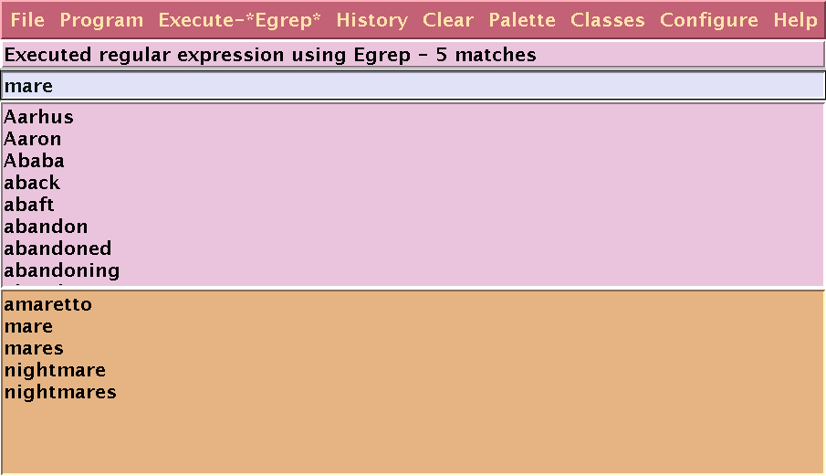 Result of a Search for 'mare' using Grep