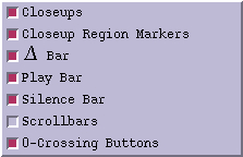 The configuration submenu for major components of the GUI