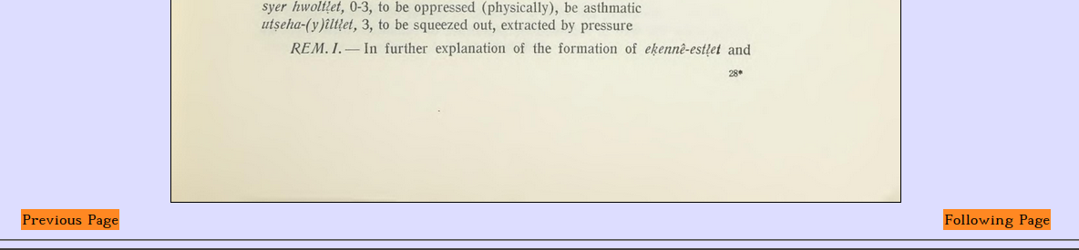 Navigation buttons on a page of Morice's book